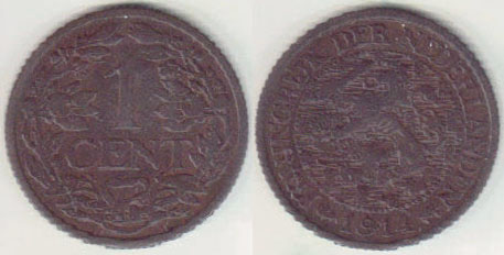 1914 Netherlands 1 Cent A002365